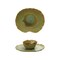 Hello Honey Stoneware Water Lily Plate with Bowl in Reactive Crackle Glaze, Green